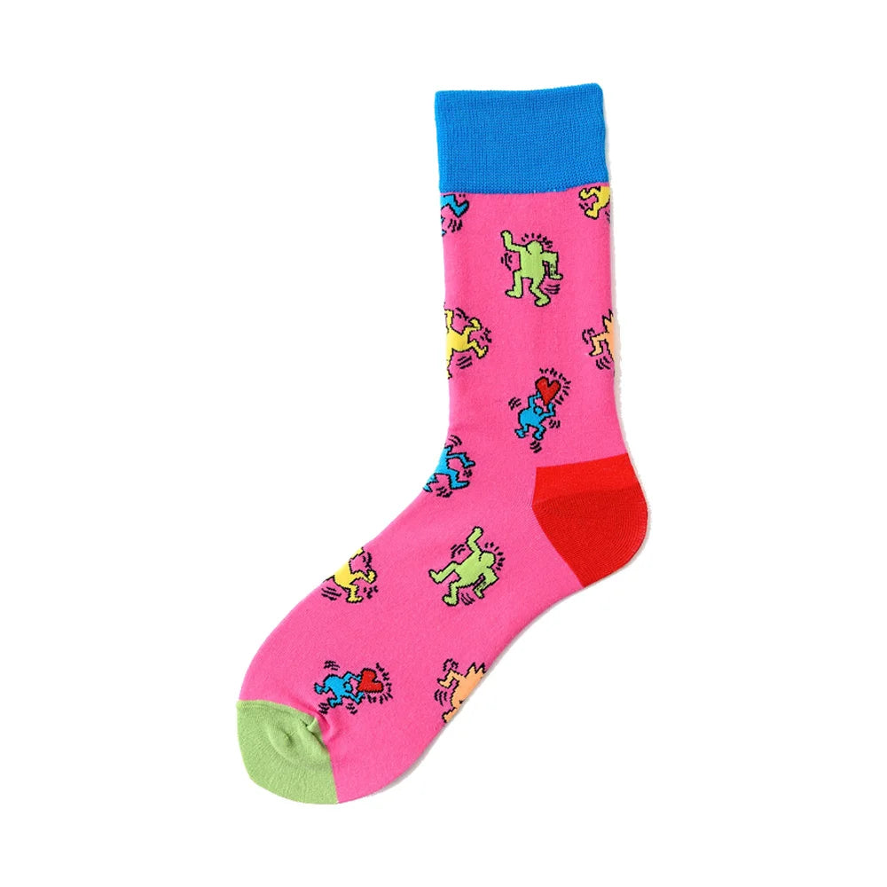 Novelty Happy Funny Men Graphic Socks Wholesale Combed Cotton Omelette Frog Crazy Burger Salmon Corn Avocado Bird Christmas Gift