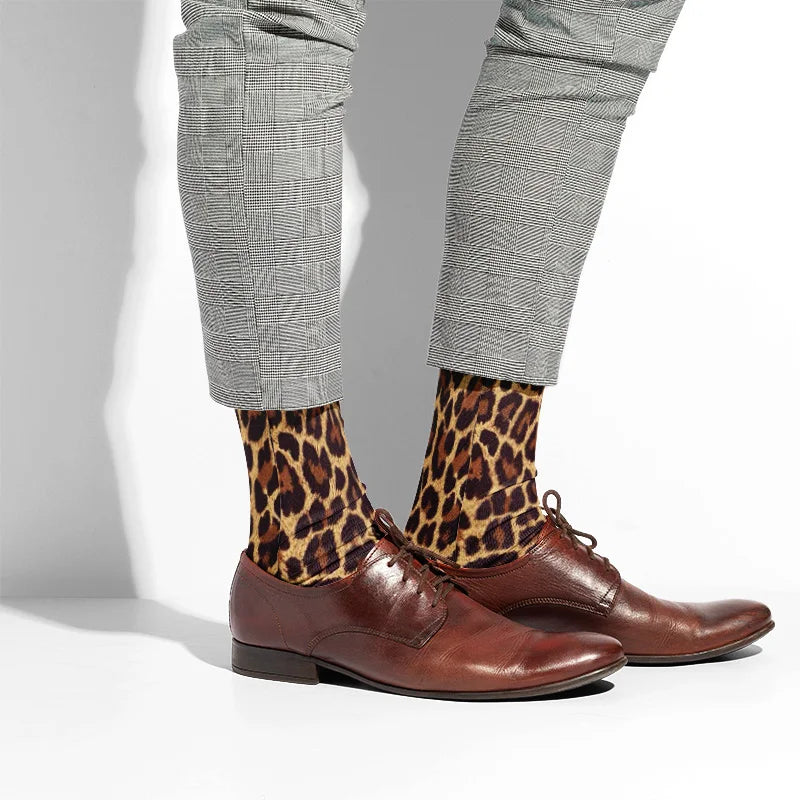Leopard Snake Sexy Novelty Socks Women Funny Casual Cotton High Knee Socks Female Harajuku Happy Cartoon 3D Printed Men's Socks