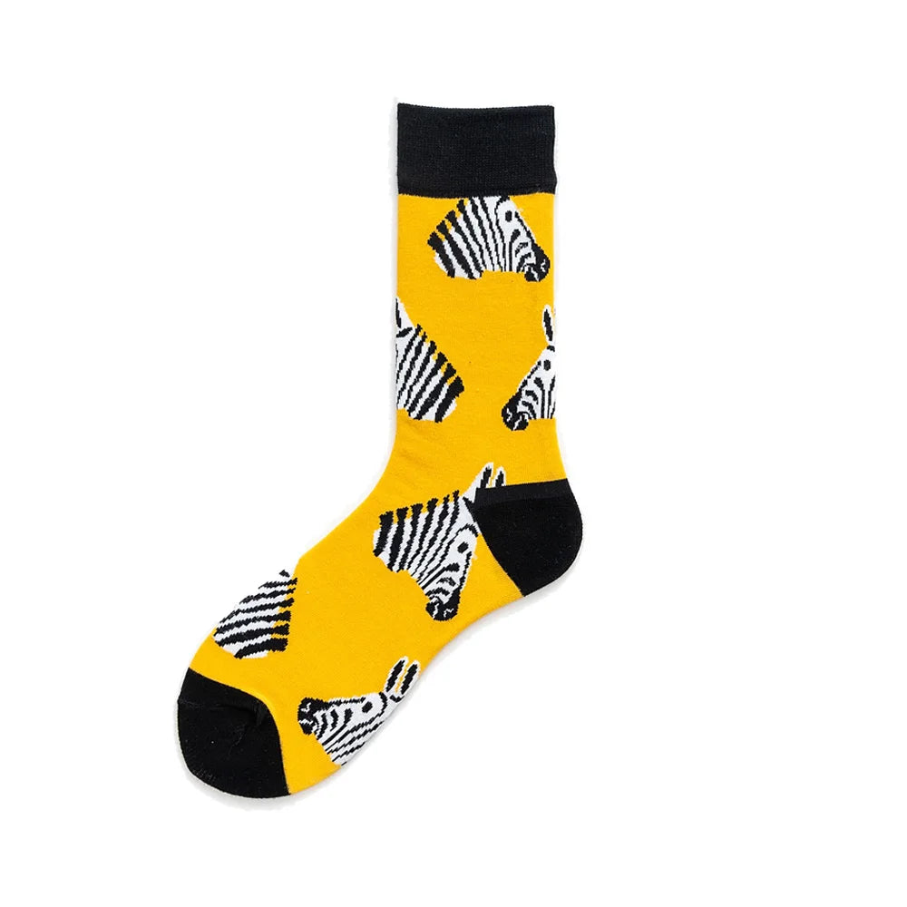 Novelty Happy Funny Men Graphic Socks Wholesale Combed Cotton Omelette Frog Crazy Burger Salmon Corn Avocado Bird Christmas Gift