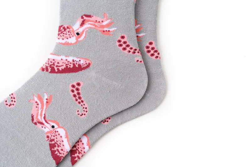 Novelty Happy Funny Men Graphic Socks Combed Cotton Omelette Frog Crazy Burger Salmon Corn Avocado Bird Fish Sock Christmas Gift