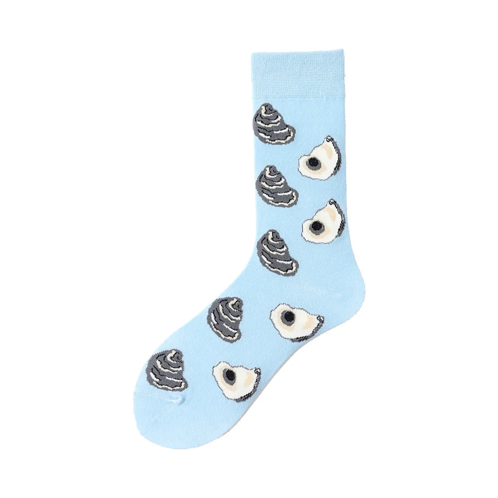 Novelty Happy Funny Men Graphic Socks Wholesale Combed Cotton Omelette Frog Crazy Burger Salmon Corn Avocado Bird Christmas Gift