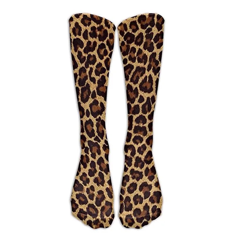 Leopard Snake Sexy Novelty Socks Women Funny Casual Cotton High Knee Socks Female Harajuku Happy Cartoon 3D Printed Men's Socks