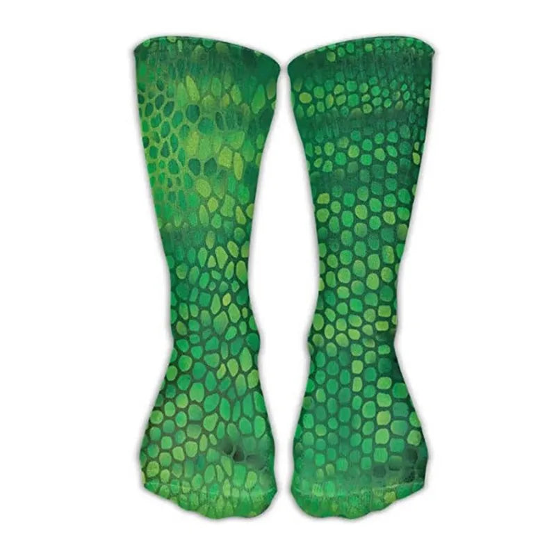 Leopard Snake Sexy Novelty Socks Women Funny Casual Cotton High Knee Socks Female Harajuku Happy Cartoon 3D Printed Men's Socks
