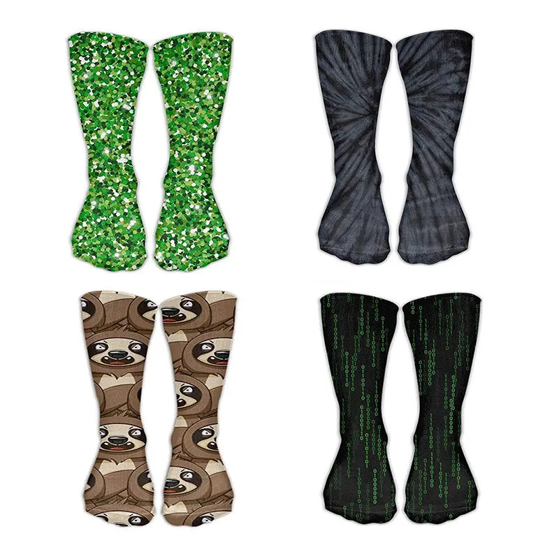 Leopard Snake Sexy Novelty Socks Women Funny Casual Cotton High Knee Socks Female Harajuku Happy Cartoon 3D Printed Men's Socks
