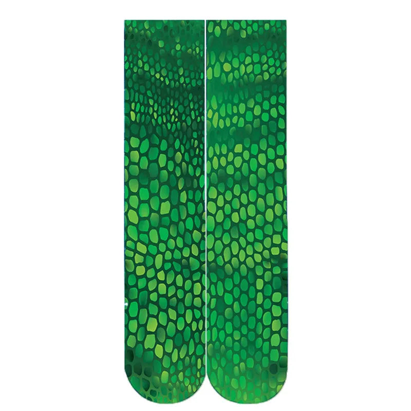 Leopard Snake Sexy Novelty Socks Women Funny Casual Cotton High Knee Socks Female Harajuku Happy Cartoon 3D Printed Men's Socks