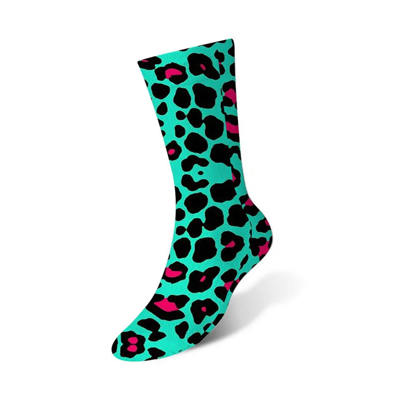 Leopard Snake Sexy Novelty Socks Women Funny Casual Cotton High Knee Socks Female Harajuku Happy Cartoon 3D Printed Men's Socks