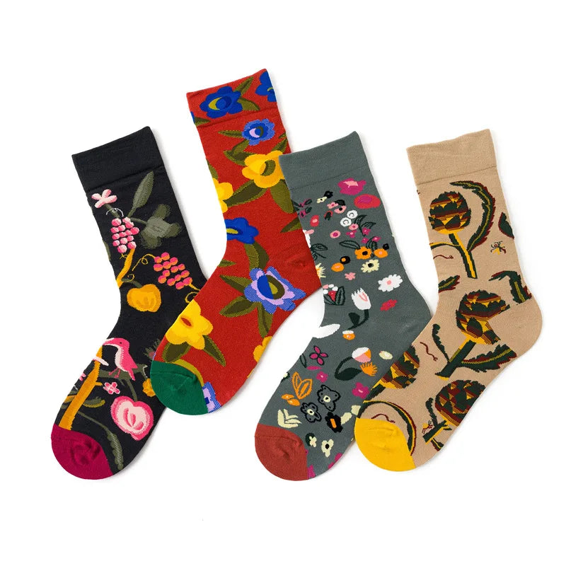 Novelty Happy Funny Men Graphic Socks Combed Cotton Omelette Frog Crazy Burger Salmon Corn Avocado Bird Fish Sock Christmas Gift