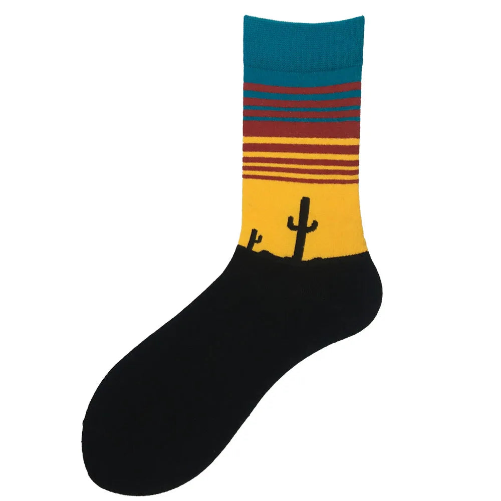 Novelty Happy Funny Men Graphic Socks Wholesale Combed Cotton Omelette Frog Crazy Burger Salmon Corn Avocado Bird Christmas Gift