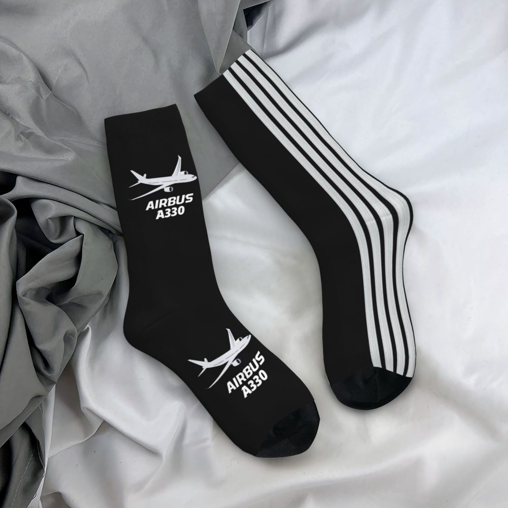 Novelty Printed Captain Stripes Epaulettes Socks for Women Men Stretchy Summer Autumn Winter Aviation Airplane Pilot Crew Socks