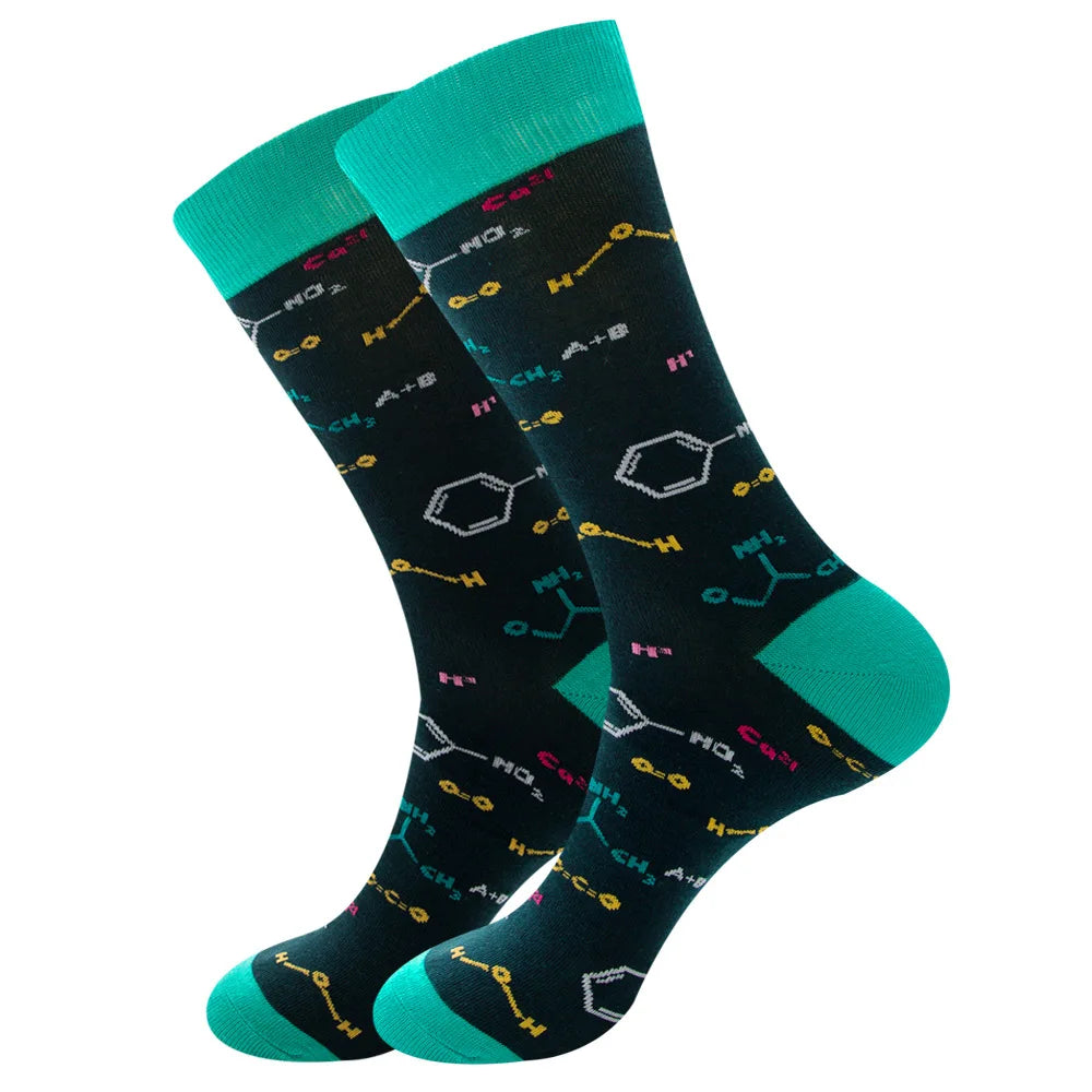 1 pair New Happy Mens Socks Women Novelty Cartoon Sock Combed Cotton Funny Men's Big Size Crew Hip Hop Thick Long Socks