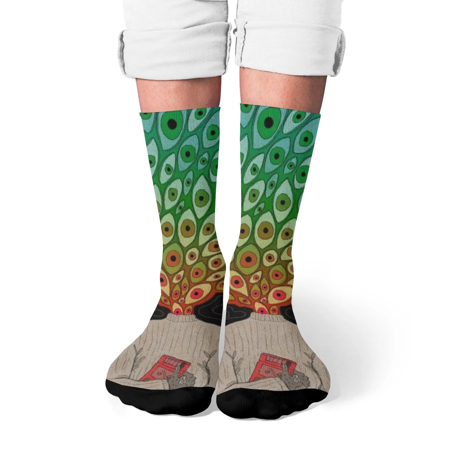 1 Pair 2025 New Unisex Socks Whimsical Novelty Cartoon Intricate Multicolored Eye Patterns Design Comfort Fashion Stocking
