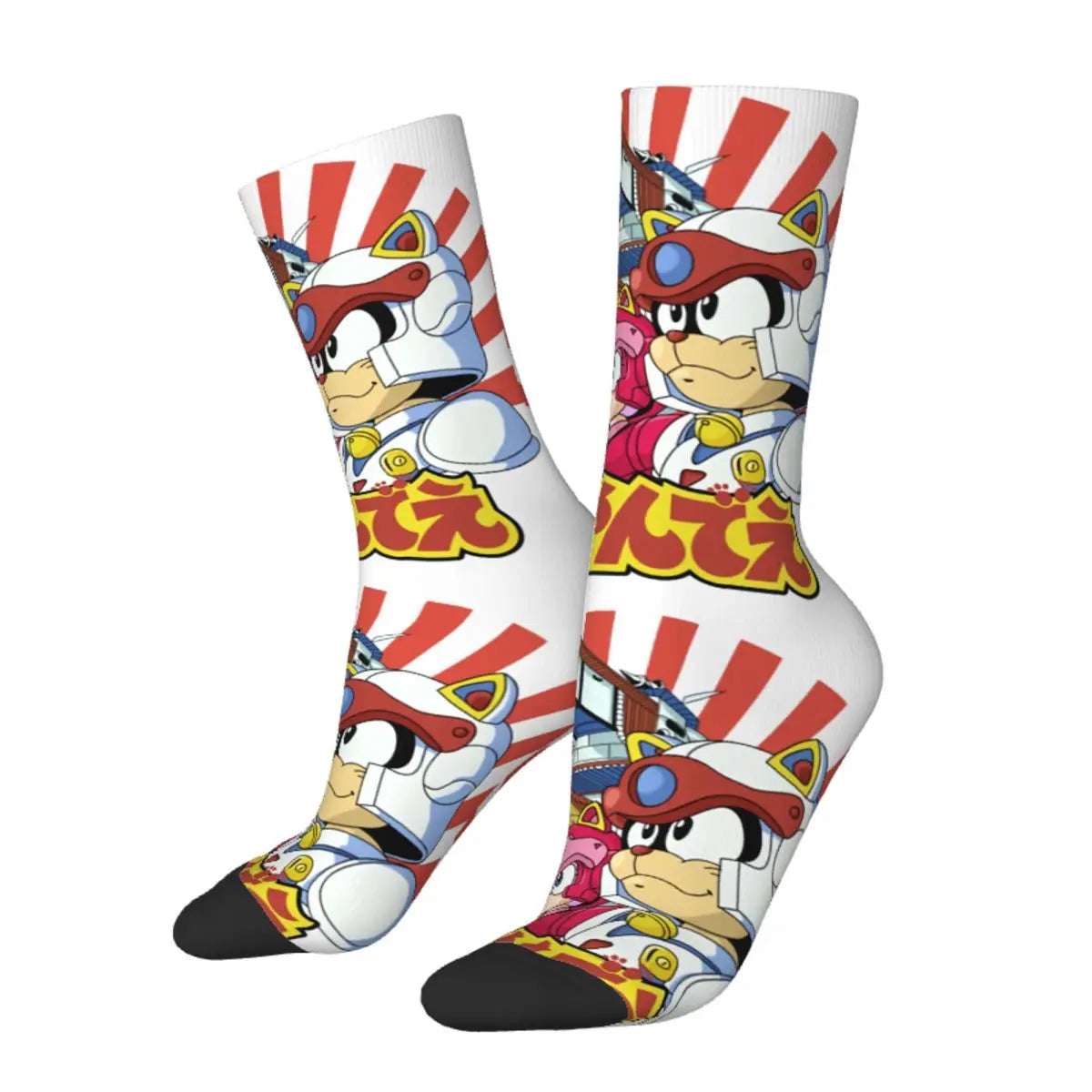 Funny Happy Men's Socks Classic Vintage Harajuku Samurai Pizza Cats TV Street Style Novelty Pattern Crew Crazy Sock Gift Printed