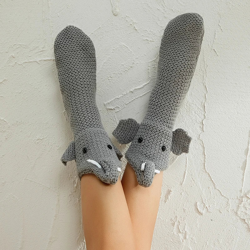 Funny Animal Socks for Adult Christmas Novelty Crocodile Floor Socks Creative 3D Chameleon Shark Socks Thick Knit 2022 Winter