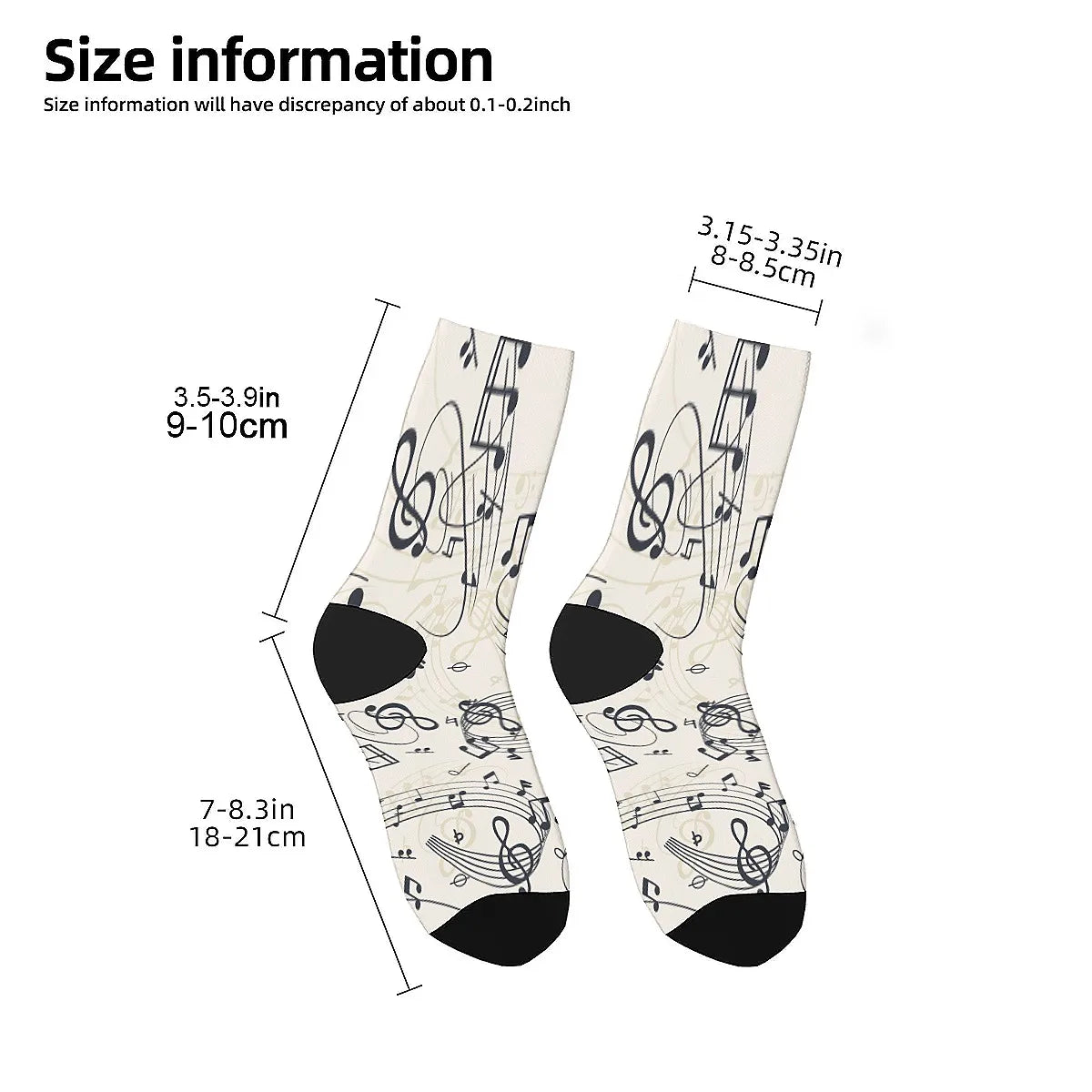Music Notes Vintage socks Street Hip Hop Novelty Crew socks Comfortable Fashion casual socks Travel fitness party perfect gift