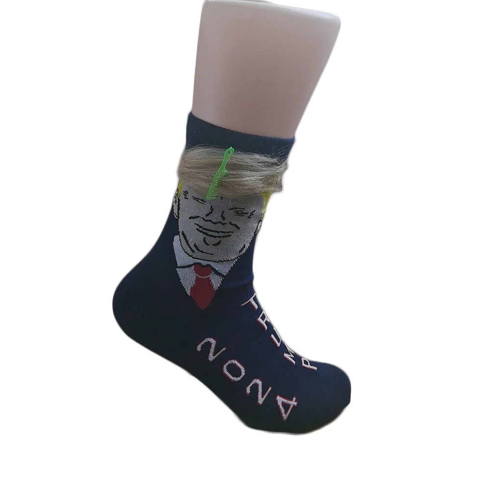 Funny Trump Novelty Socks With Hair Trump Unisex Socks Crew Socks president Trump Merchandise Giftt