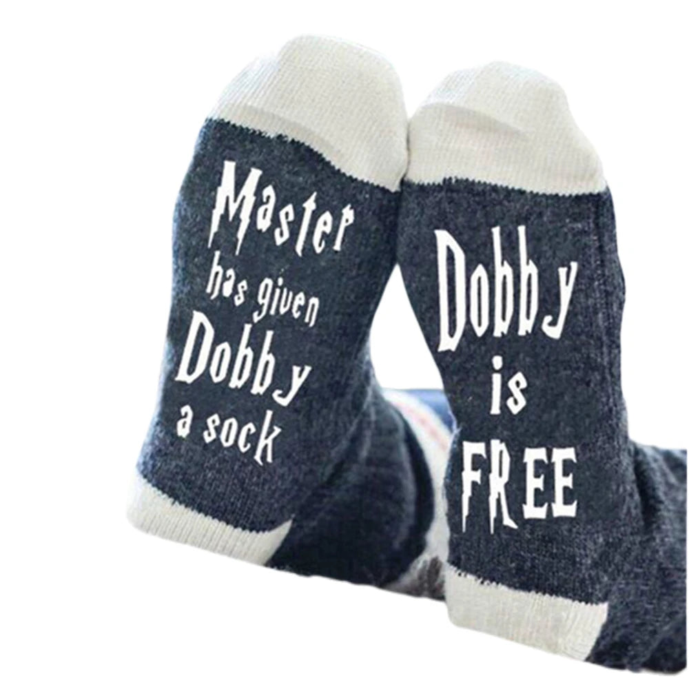 Novelty ‘Master Has Given Dobby A Sock‘ ‘Dobby Is Free’ Men Funny Soft Cotton Casual Letter Sokken Dropship