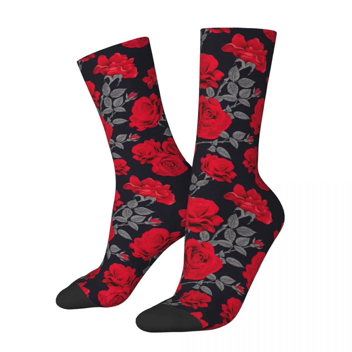 New Men's Socks Novelty Red Rose Flowers Vintage Sock Polyester Sport Women Socks Spring Summer Autumn Winter