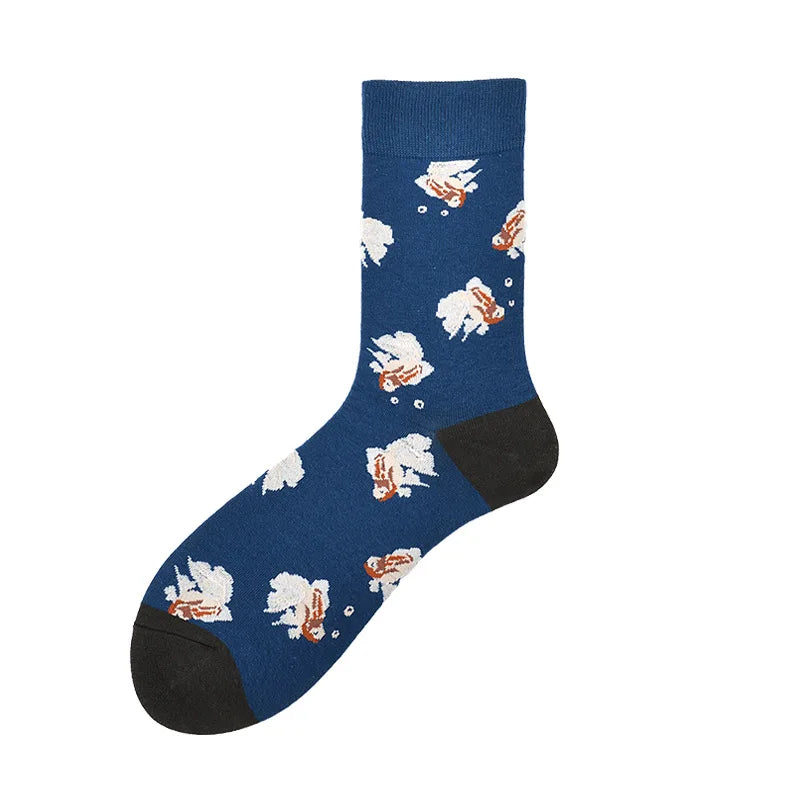 Novelty Skateboard Avocado Flamingo Cartoon Streetwear Kawaii Short Cotton Socks Happy Women Men Animal Warm Funny Cute Socks