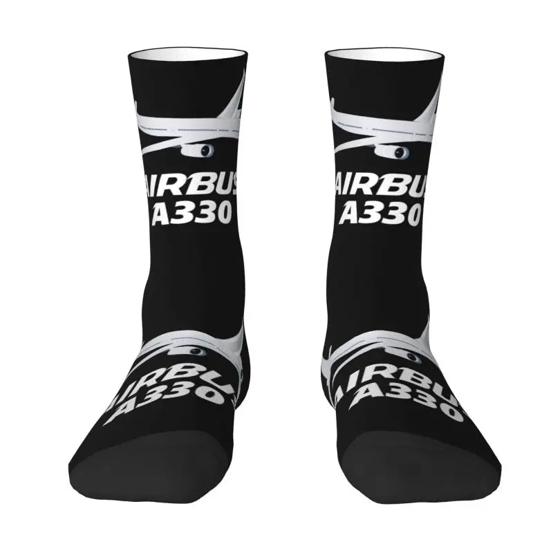 Novelty Printed Captain Stripes Epaulettes Socks for Women Men Stretchy Summer Autumn Winter Aviation Airplane Pilot Crew Socks