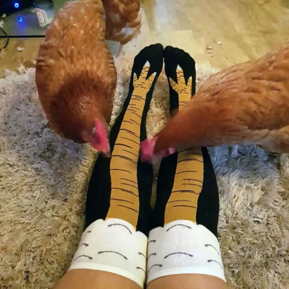 Novelty Cotton High Tube Chicken Feet Socks Breathable Harajuku Street Long Compression Socks 3D Print Above Knee High Socks