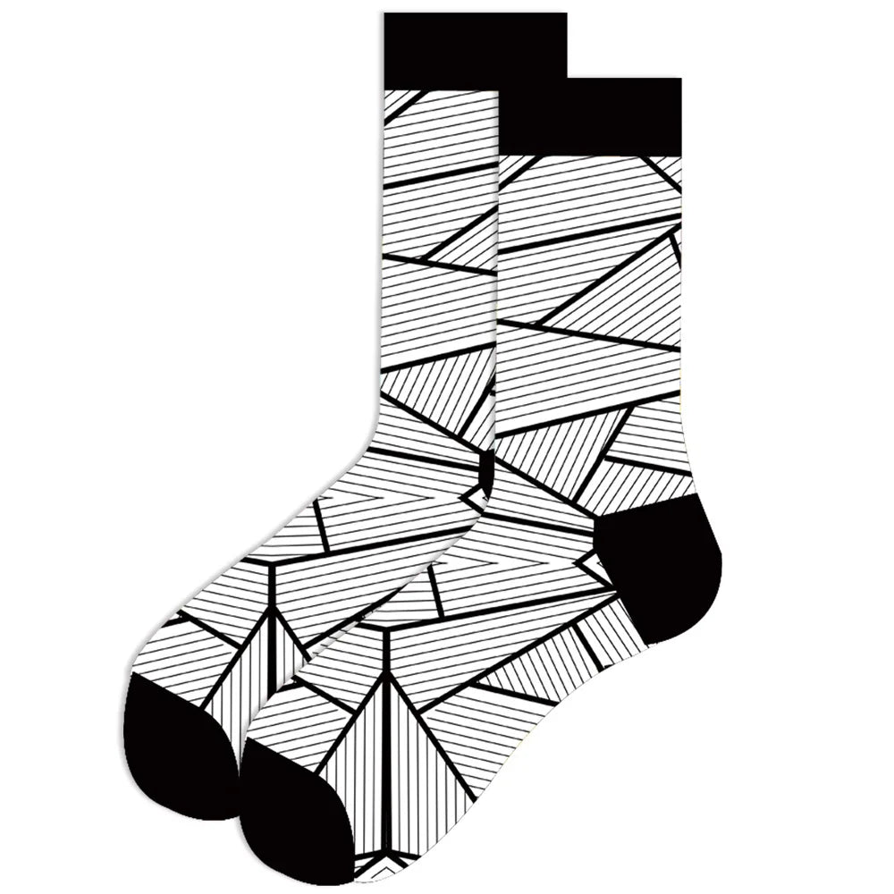 1 pair New Happy Mens Socks Women Novelty Cartoon Sock Combed Cotton Funny Men's Big Size Crew Hip Hop Thick Long Socks