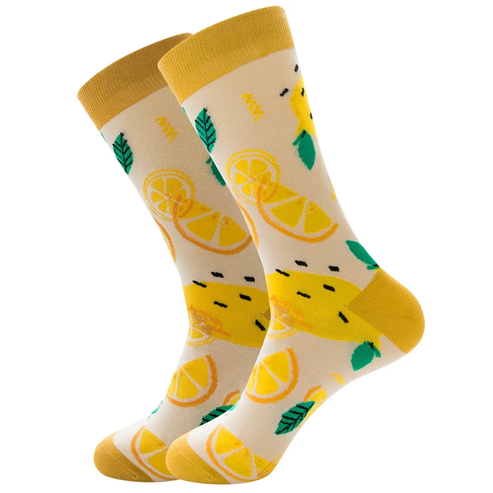 1 pair New Happy Mens Socks Women Novelty Cartoon Sock Combed Cotton Funny Men's Big Size Crew Hip Hop Thick Long Socks
