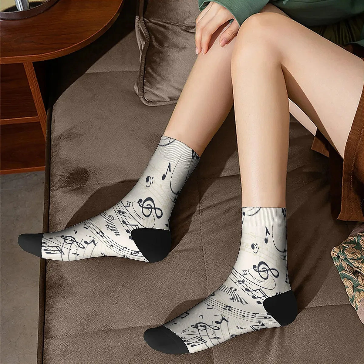 Music Notes Vintage socks Street Hip Hop Novelty Crew socks Comfortable Fashion casual socks Travel fitness party perfect gift
