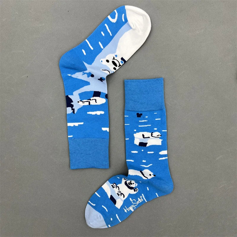 New Happy Socks All Over Cartoon Print Novelty Crew Socks 36-40