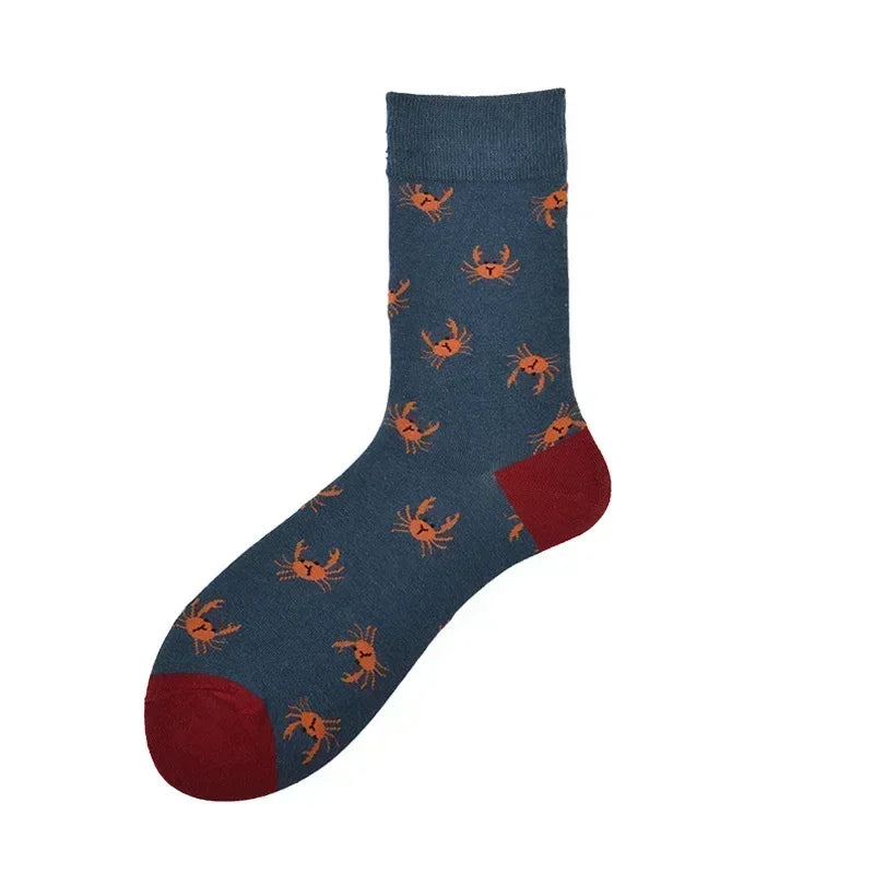 Novelty Happy Funny Men Graphic Socks Combed Cotton Omelette Frog Crazy Burger Salmon Corn Avocado Bird Fish Sock Christmas Gift