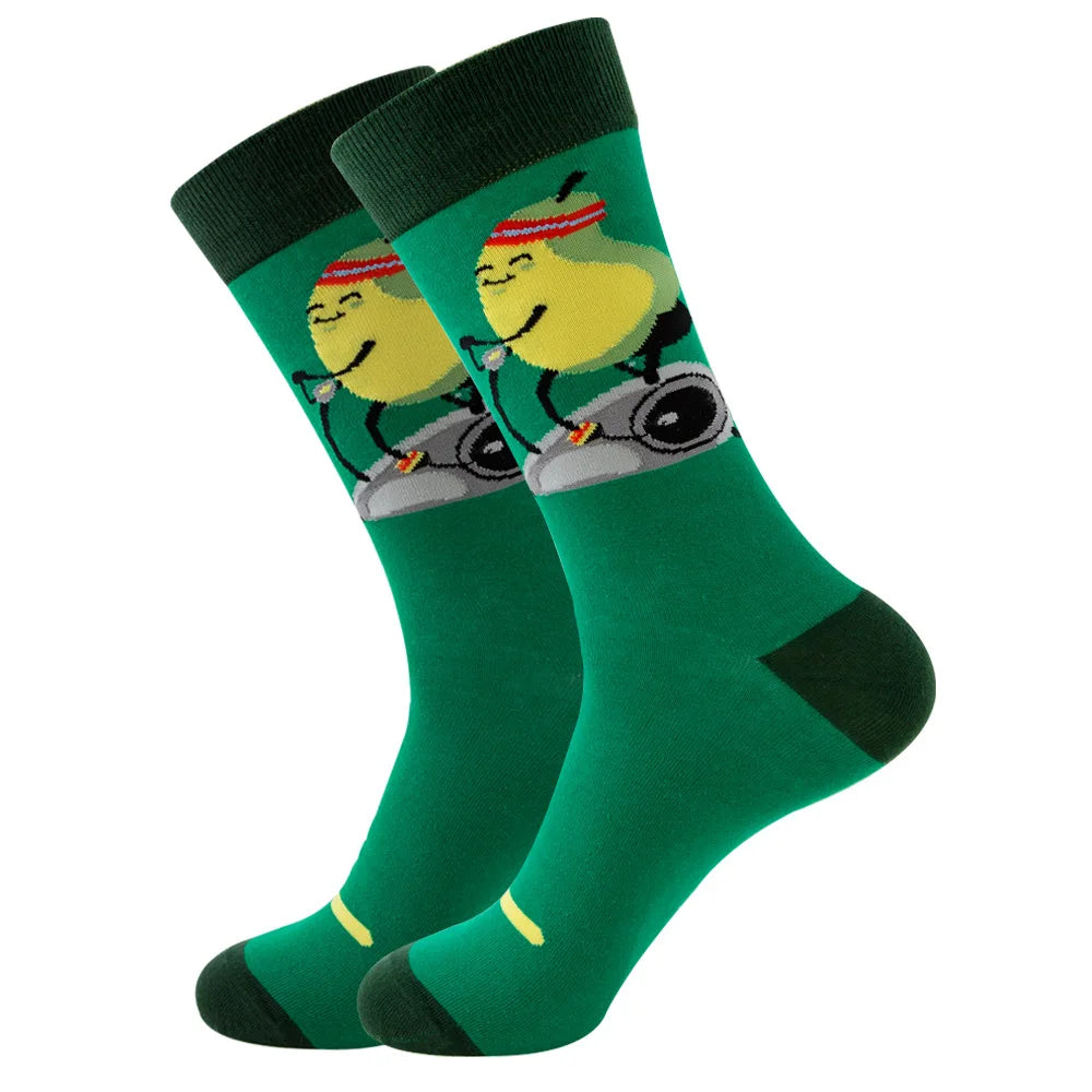 1 pair New Happy Mens Socks Women Novelty Cartoon Sock Combed Cotton Funny Men's Big Size Crew Hip Hop Thick Long Socks