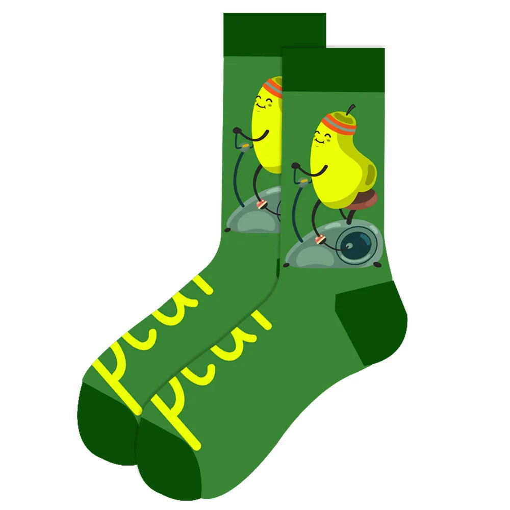 1 pair New Happy Mens Socks Women Novelty Cartoon Sock Combed Cotton Funny Men's Big Size Crew Hip Hop Thick Long Socks