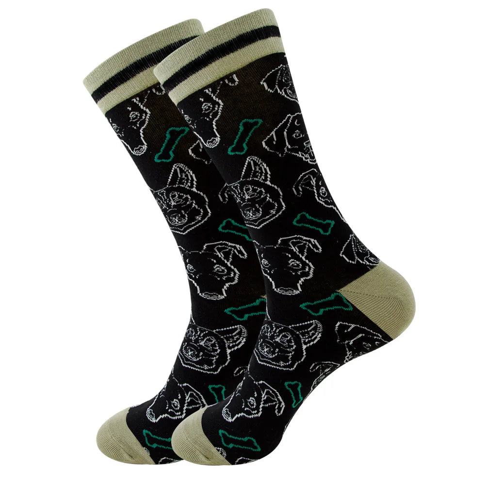 1 pair New Happy Mens Socks Women Novelty Cartoon Sock Combed Cotton Funny Men's Big Size Crew Hip Hop Thick Long Socks