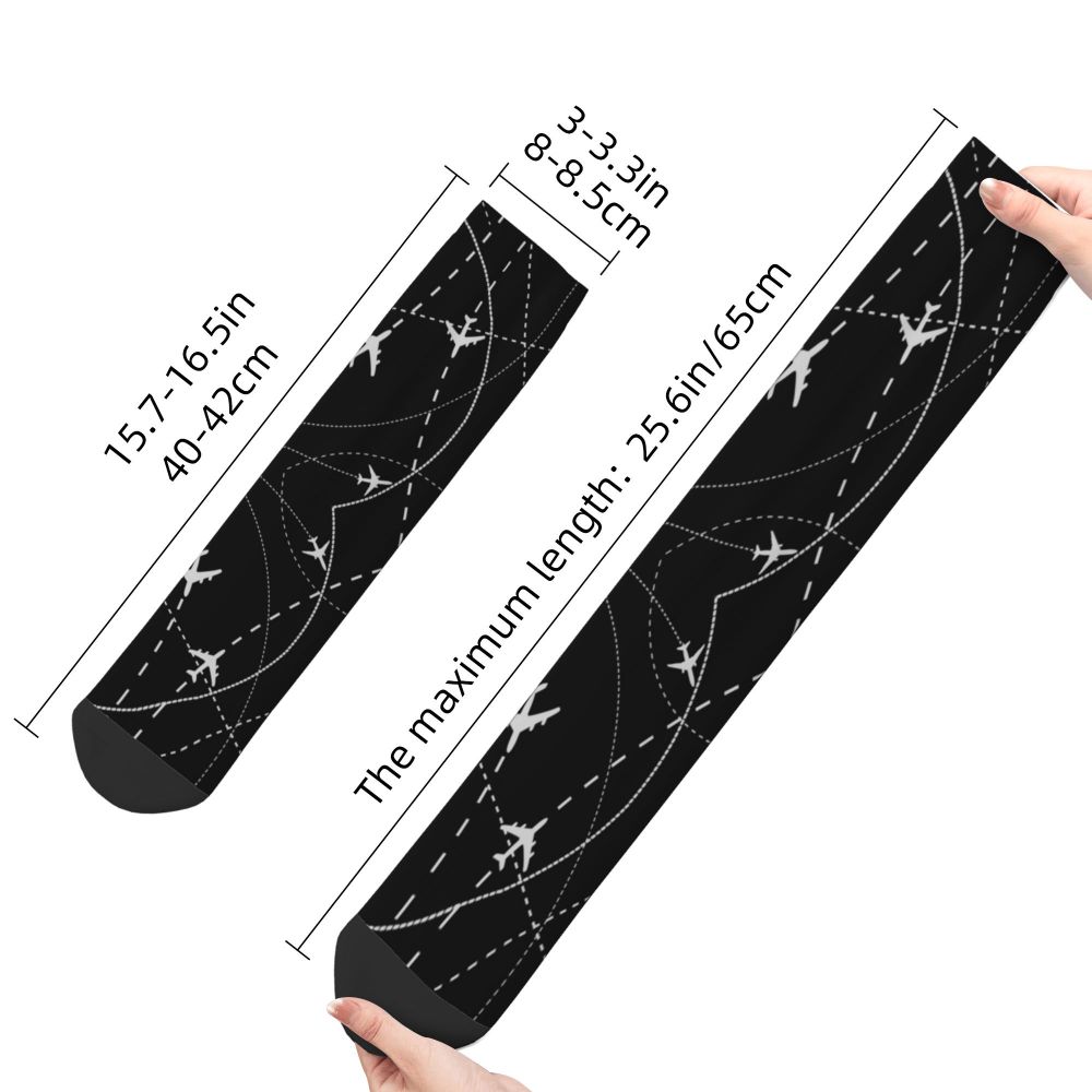 Novelty Printed Captain Stripes Epaulettes Socks for Women Men Stretchy Summer Autumn Winter Aviation Airplane Pilot Crew Socks