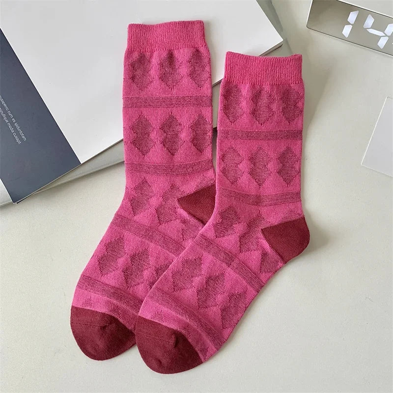Socks For Women New Novelty Fashion Casual Girls Absorb Sweat Cotton Crew Socks Autumn Breathable Creative Color Korean Socks
