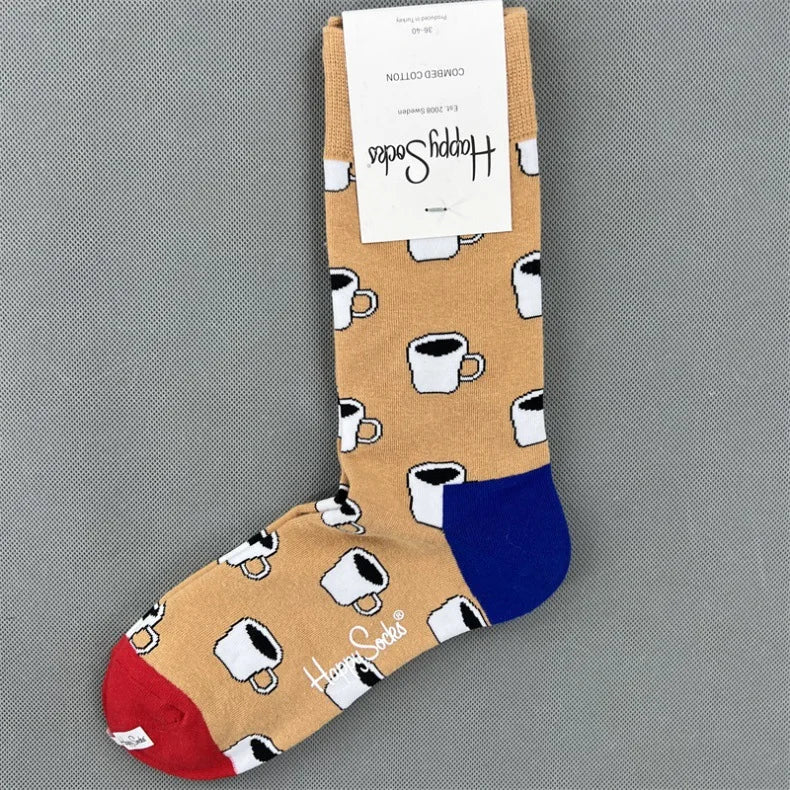 New Happy Socks All Over Cartoon Print Novelty Crew Socks 36-40