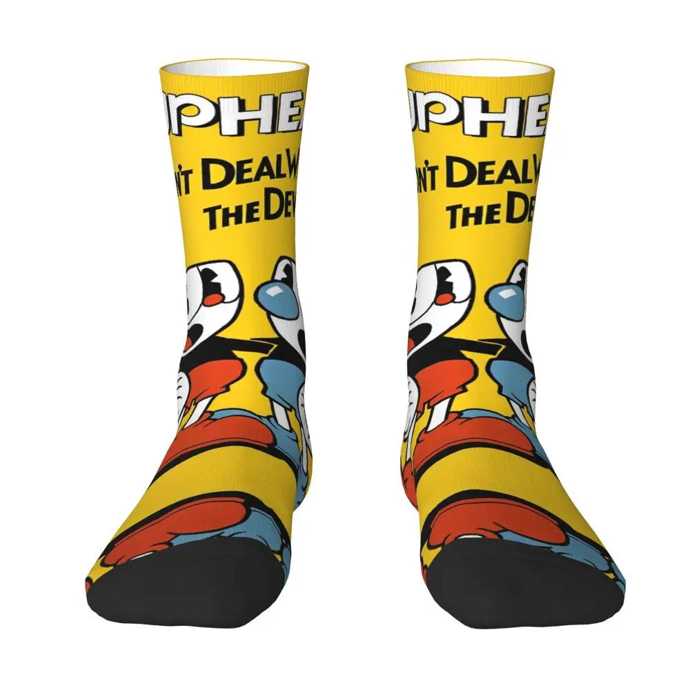 New Men's Socks Novelty Cuphead Sock Polyester Great Retro Game Graphic Women Socks Spring Summer Autumn Winter