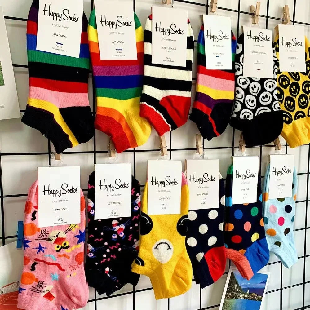 Novelty Happy Funny Mens Graphic Socks Summer Fruit Painting Dress Socks Low Cut SIZE 36-40