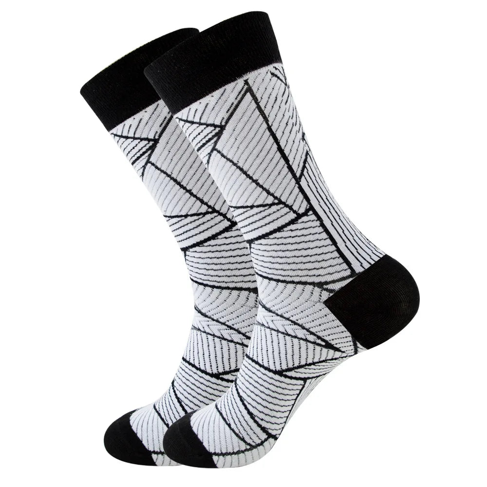 1 pair New Happy Mens Socks Women Novelty Cartoon Sock Combed Cotton Funny Men's Big Size Crew Hip Hop Thick Long Socks