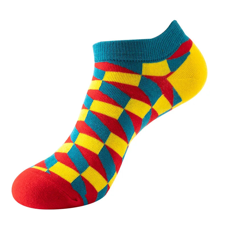 Novelty Men Short Socks Boat High Quality Geometric Fruit Sushi Colorful Pattern Fashion Socks