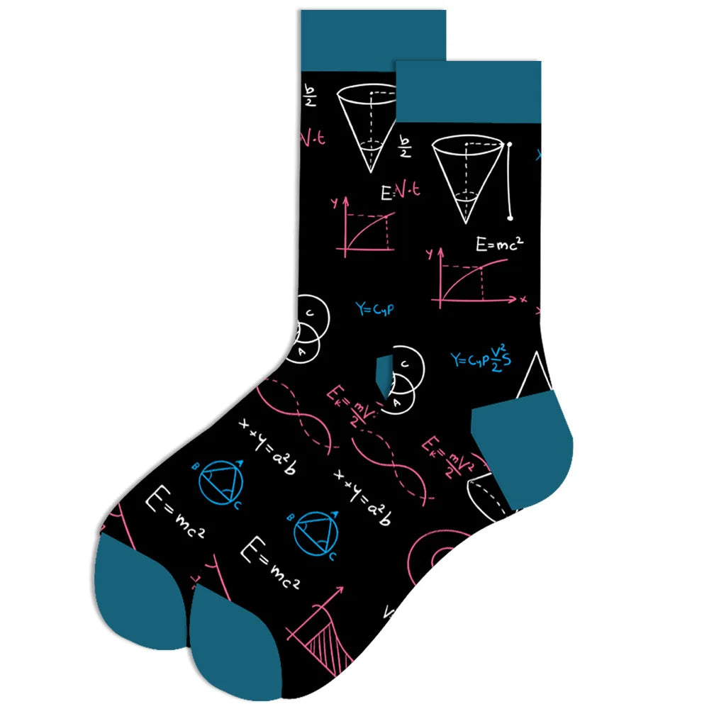1 pair New Happy Mens Socks Women Novelty Cartoon Sock Combed Cotton Funny Men's Big Size Crew Hip Hop Thick Long Socks