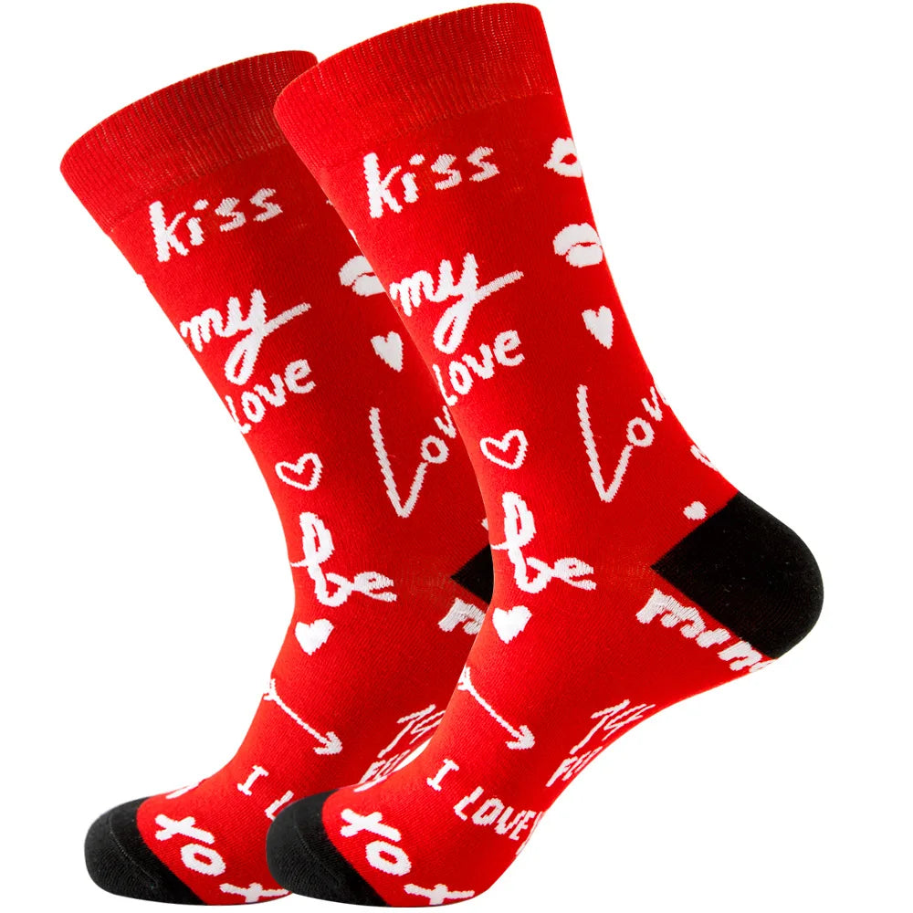 1 pair New Happy Mens Socks Women Novelty Cartoon Sock Combed Cotton Funny Men's Big Size Crew Hip Hop Thick Long Socks