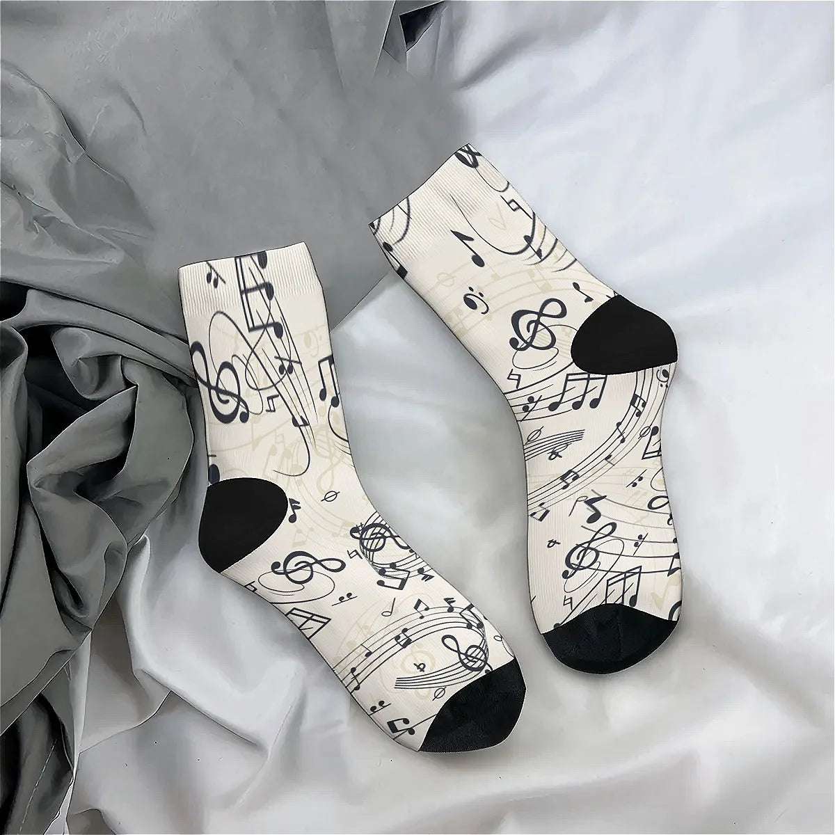 Music Notes Vintage socks Street Hip Hop Novelty Crew socks Comfortable Fashion casual socks Travel fitness party perfect gift