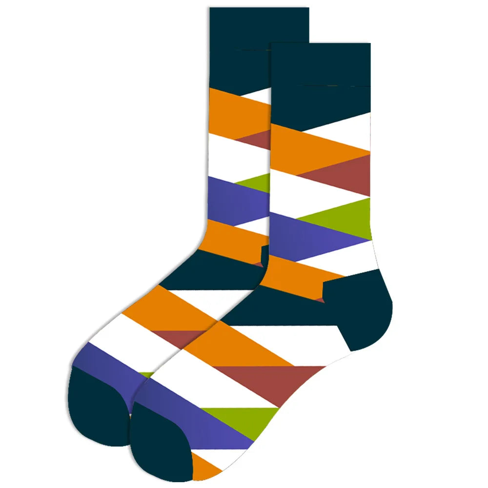 1 pair New Happy Mens Socks Women Novelty Cartoon Sock Combed Cotton Funny Men's Big Size Crew Hip Hop Thick Long Socks