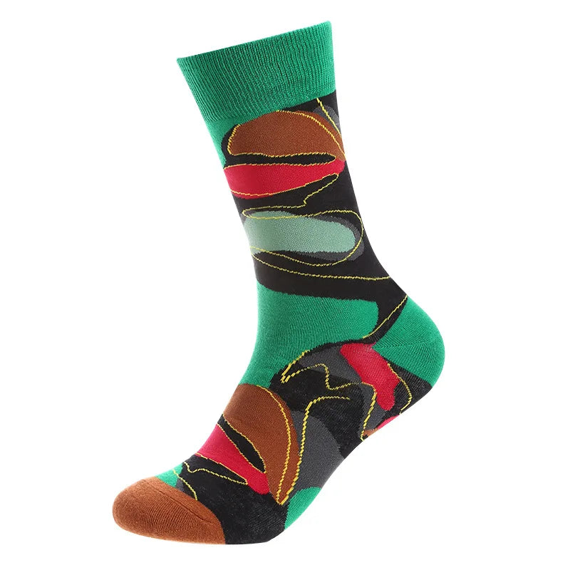 Novelty Happy Funny Men Graphic Socks Combed Cotton Omelette Frog Crazy Burger Salmon Corn Avocado Bird Fish Sock Christmas Gift
