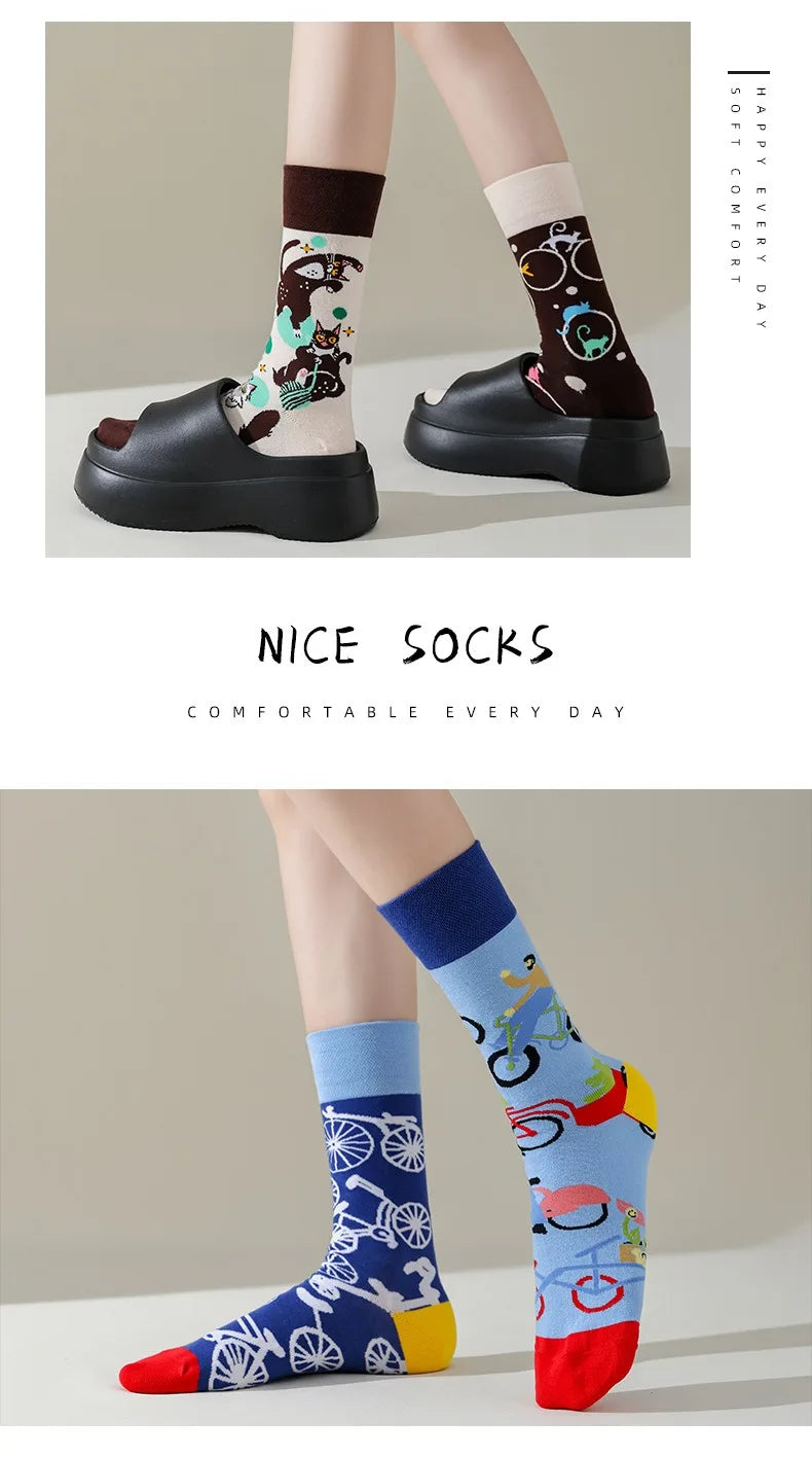 Men's Novelty Socks Men's Fun Dress Socks AB Styles Fashion Personality Cartoon Colorful Funky Fancy Crazy Funny Casual Socks