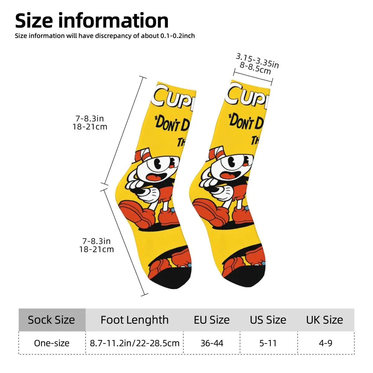 New Men's Socks Novelty Cuphead Sock Polyester Great Retro Game Graphic Women Socks Spring Summer Autumn Winter