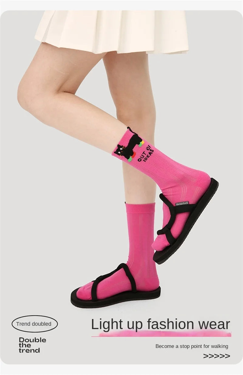 5 Pairs Women's Novelty Colorful Cat and Bunny Socks - Fun Animal Patterns, Mid-Calf Length, Playful Animal Designs,Cute Socks
