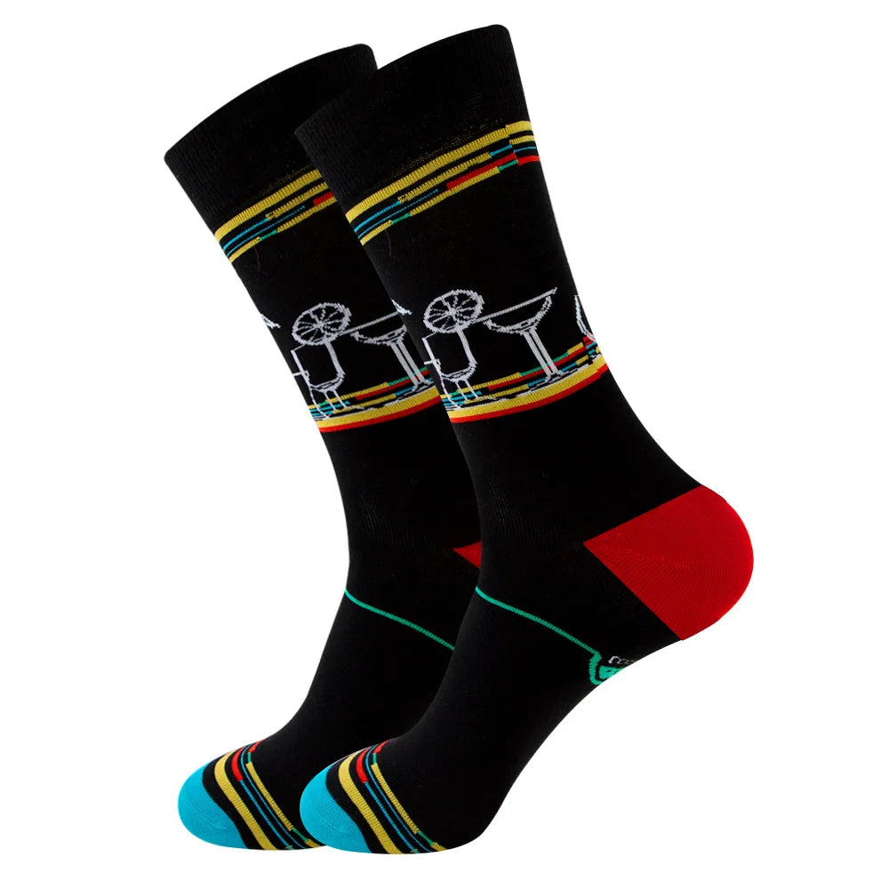 1 pair New Happy Mens Socks Women Novelty Cartoon Sock Combed Cotton Funny Men's Big Size Crew Hip Hop Thick Long Socks