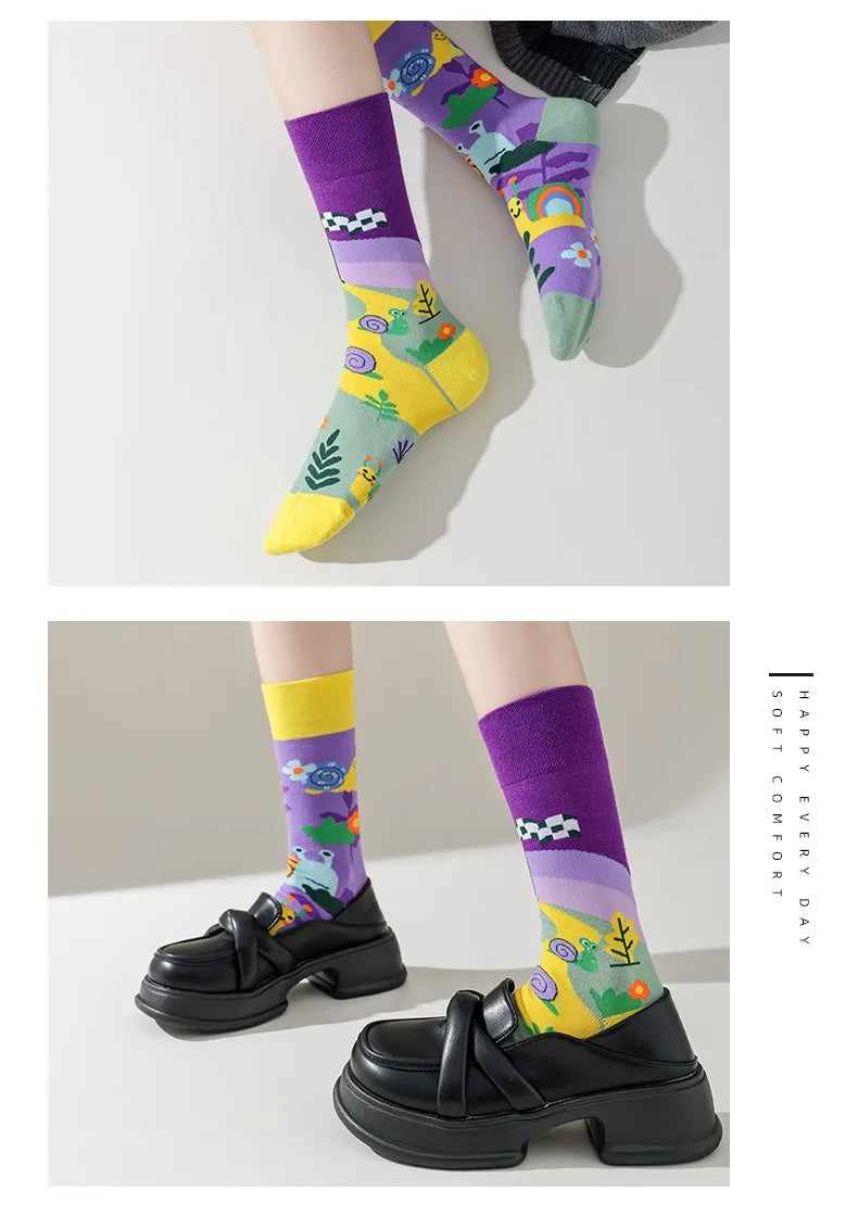 Men's Novelty Socks Men's Fun Dress Socks AB Styles Fashion Personality Cartoon Colorful Funky Fancy Crazy Funny Casual Socks