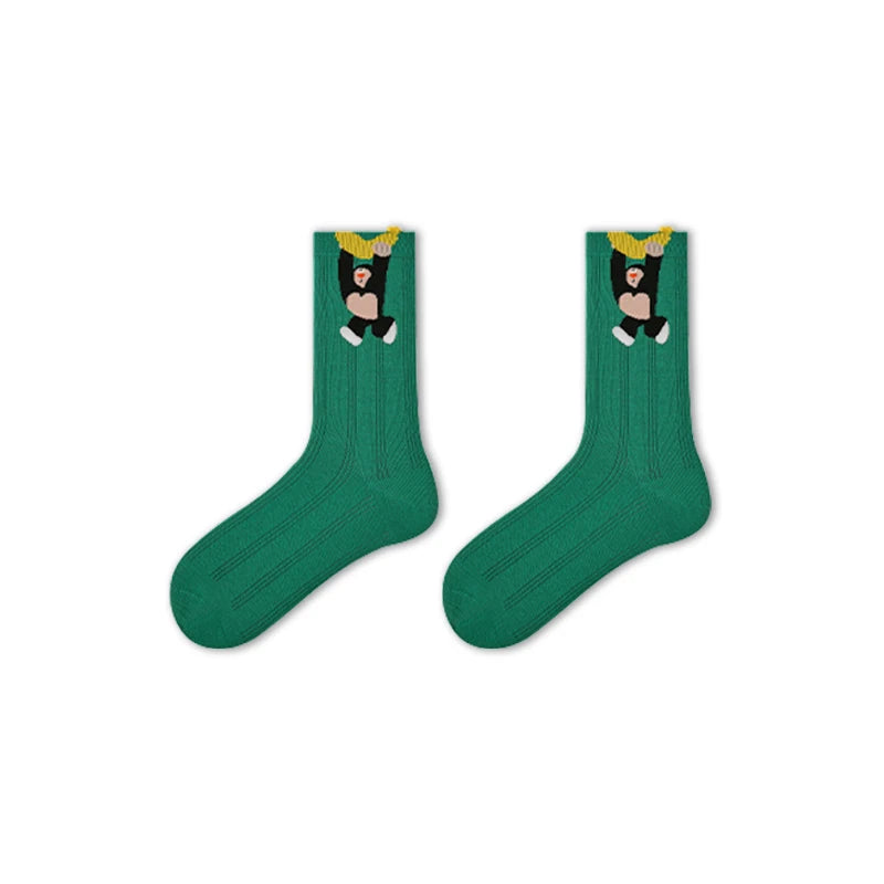 5 Pairs Women's Novelty Colorful Cat and Bunny Socks - Fun Animal Patterns, Mid-Calf Length, Playful Animal Designs,Cute Socks